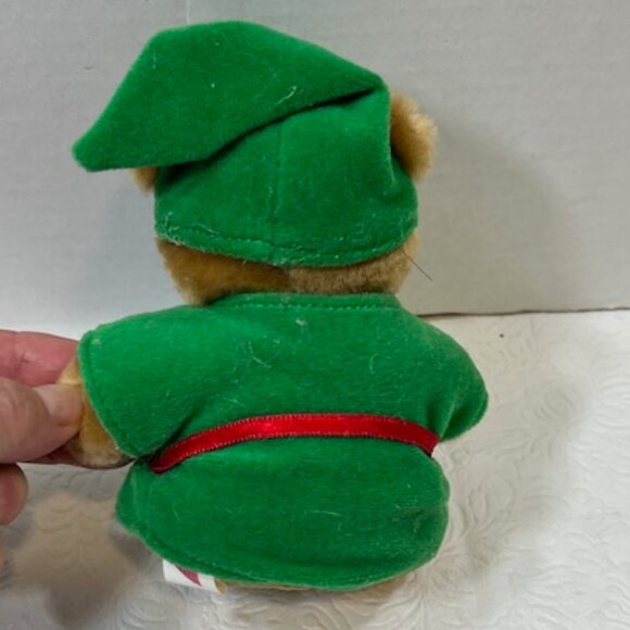 VTG Dakin '88 Mini Elf Bear Sitting Green Outfit Christmas Stuffed Plush Toy 5" - Picture 2 of 9